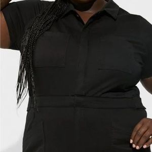 Torrid. Black twill “mechanic jumpsuit”